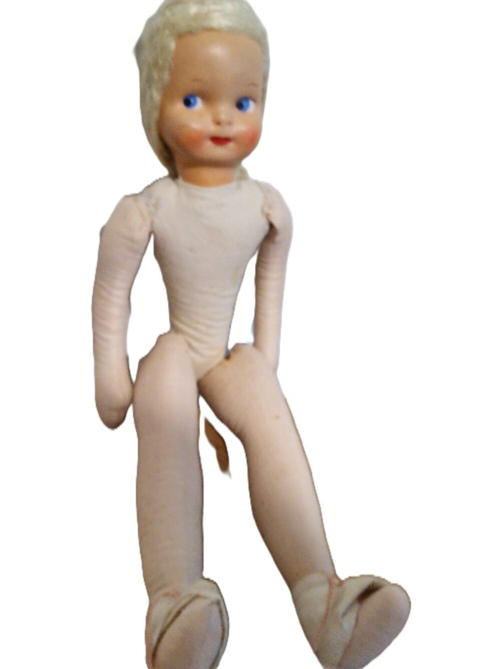 Vintage doll with mohair and plastic face